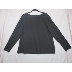 Chico's Black Women Boat Neck Pullover Long‎ Sleeve Shirt Size 3